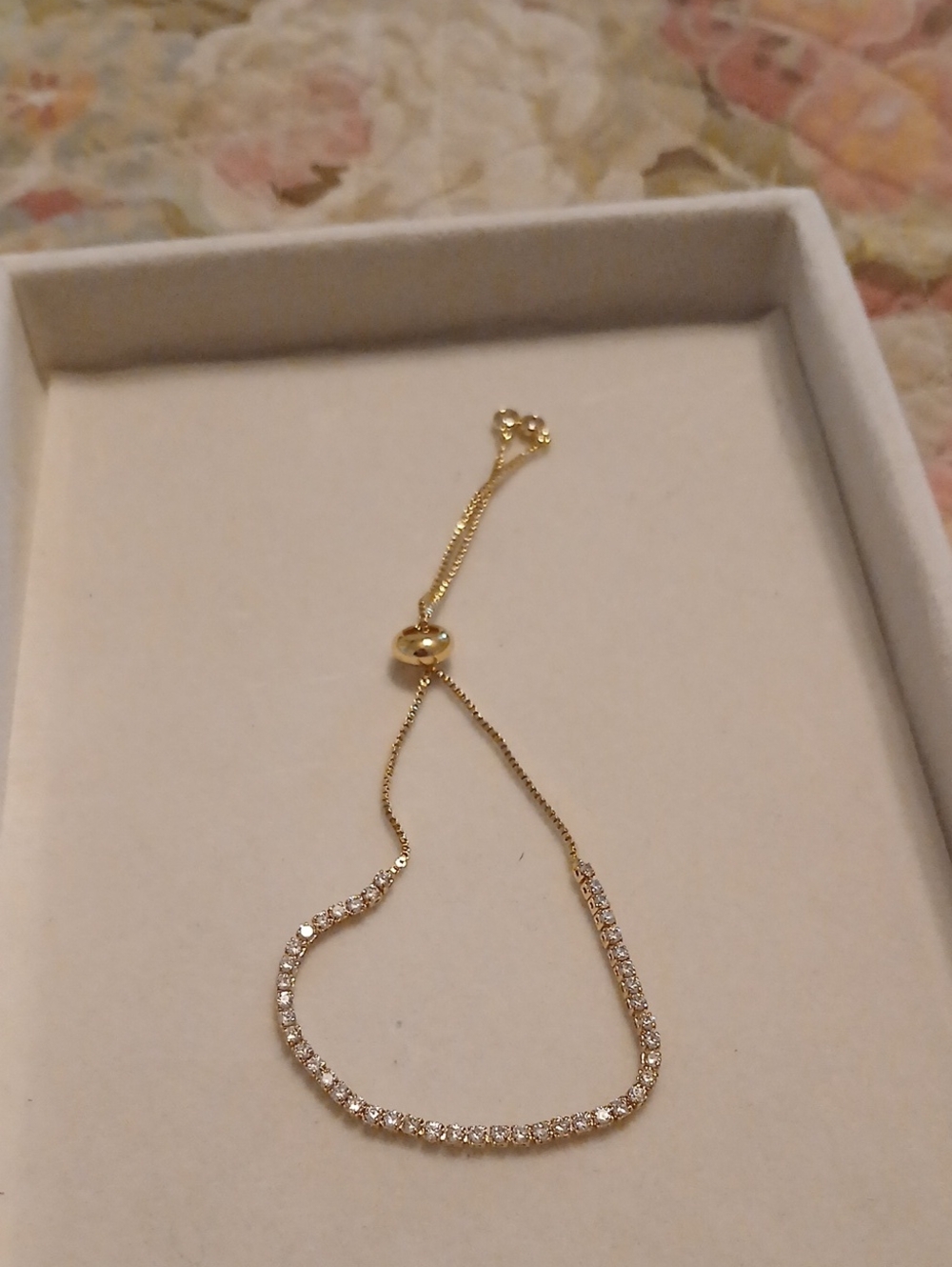 Delicate Gold Tennis Bracelet with Clear Crystals